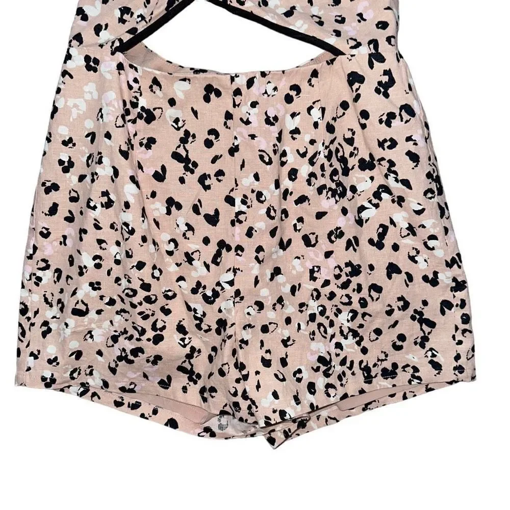 Camila Coelho Elisa Romper Tab Leopard Tie Back Small NWT